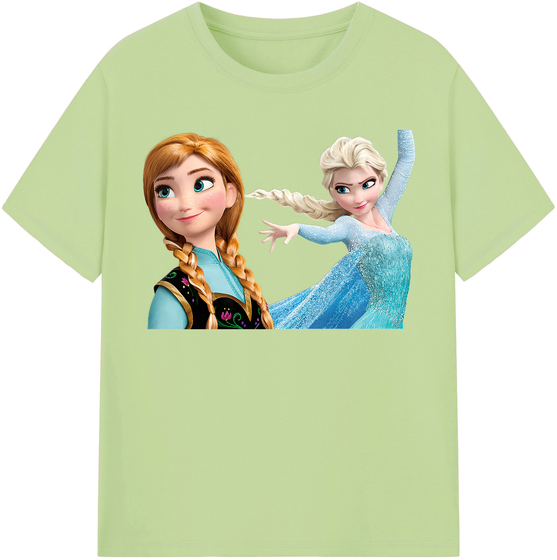 （画像用） アナと雪の女王 アンナ エルサ Frozen Anna Elsa 綿100％半袖Tシャツ（フロントプリント）